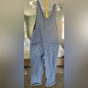 Denim oversized overalls